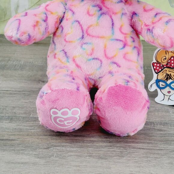 NWT Build A Bear Rainbow Smiles Condo Cub Plush Valentine's Day Hearts Pink BABW - Picture 4 of 6